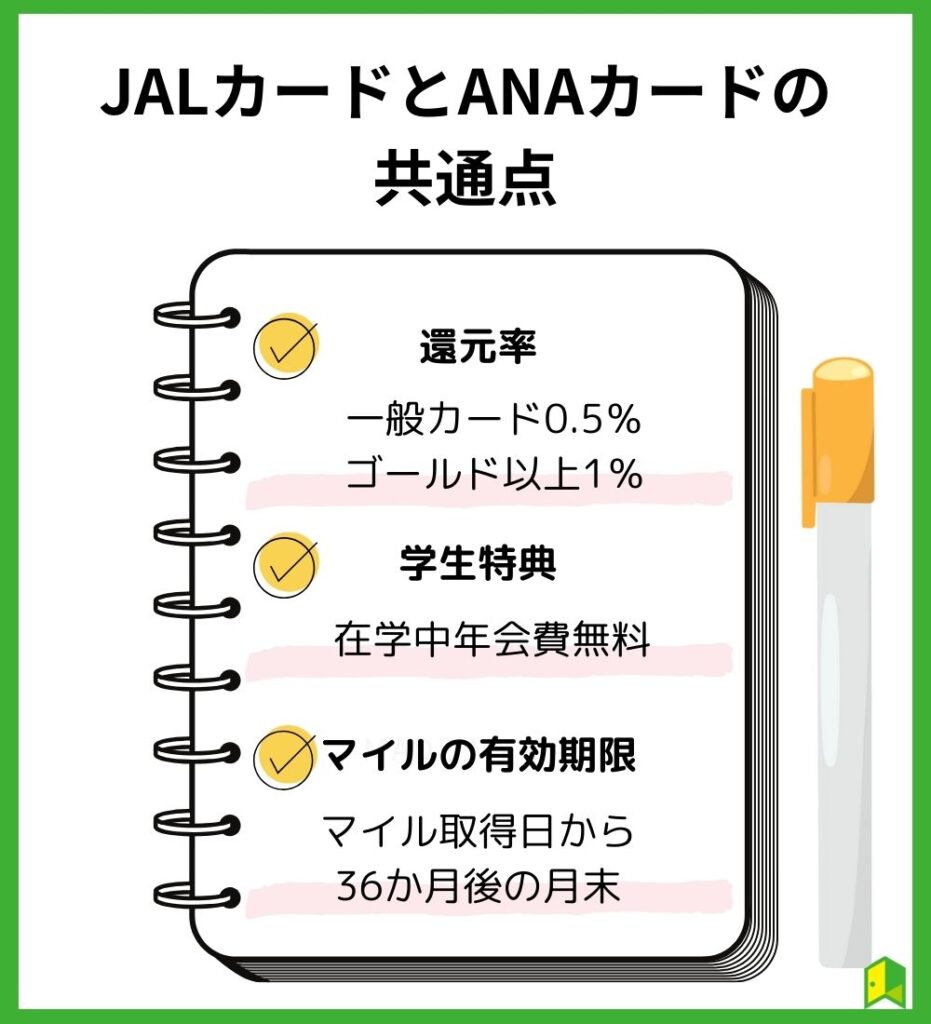 JALカードとANAカードの共通点